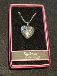 Heart Picture Locket With Love Necklace 16-18" Chain Kathryn