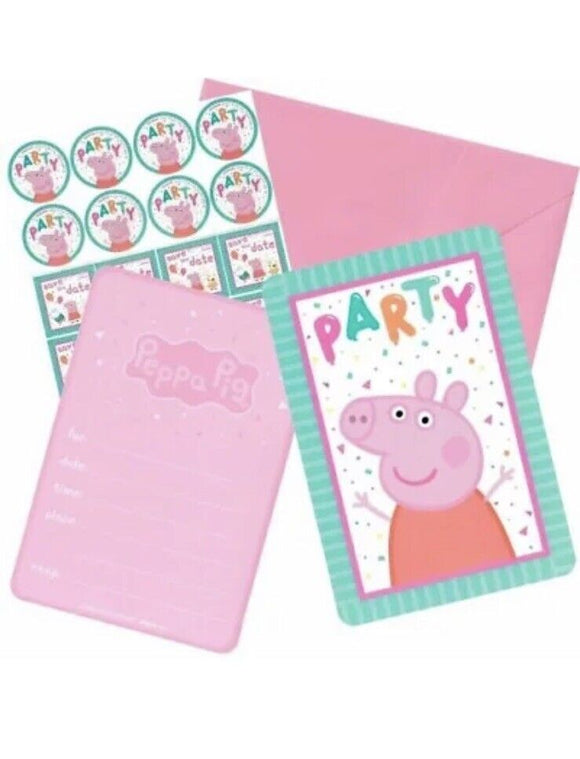 Peppa Pig Party Invitation pack of 8 Party Supplies