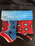 Marvel Spiderman Face Pose With Webbing Kids No Show Socks 10 Pairs Size 4-6