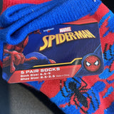 Marvel Spiderman Face Assorted No Show Socks 5Pack Kids Size 6-9