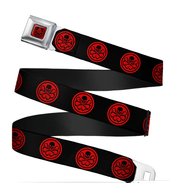 MARVEL AVENGERS HYDRA Logo Full Color Red Black Seatbelt Belt-MC076 24