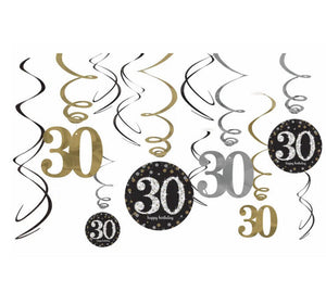 30th Birthday Swirl Decorations Sparkling Celebration Thirtieth Party Supplies