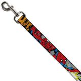Buckle Down DOG LEASH - SPIDER-MAN W/ACTION VERBIAGE 1" Wide 4'