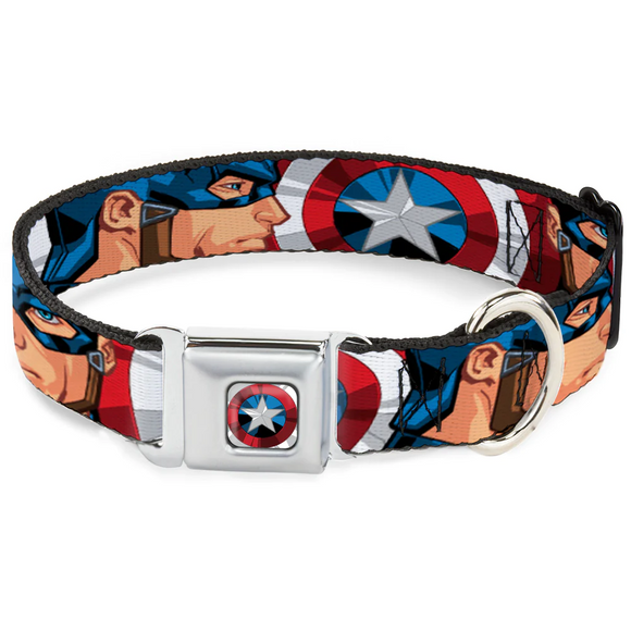 Marvel Captain America Shield2 CLOSE-UP Full Color Seatbelt Buckle Collar- Large WCA047