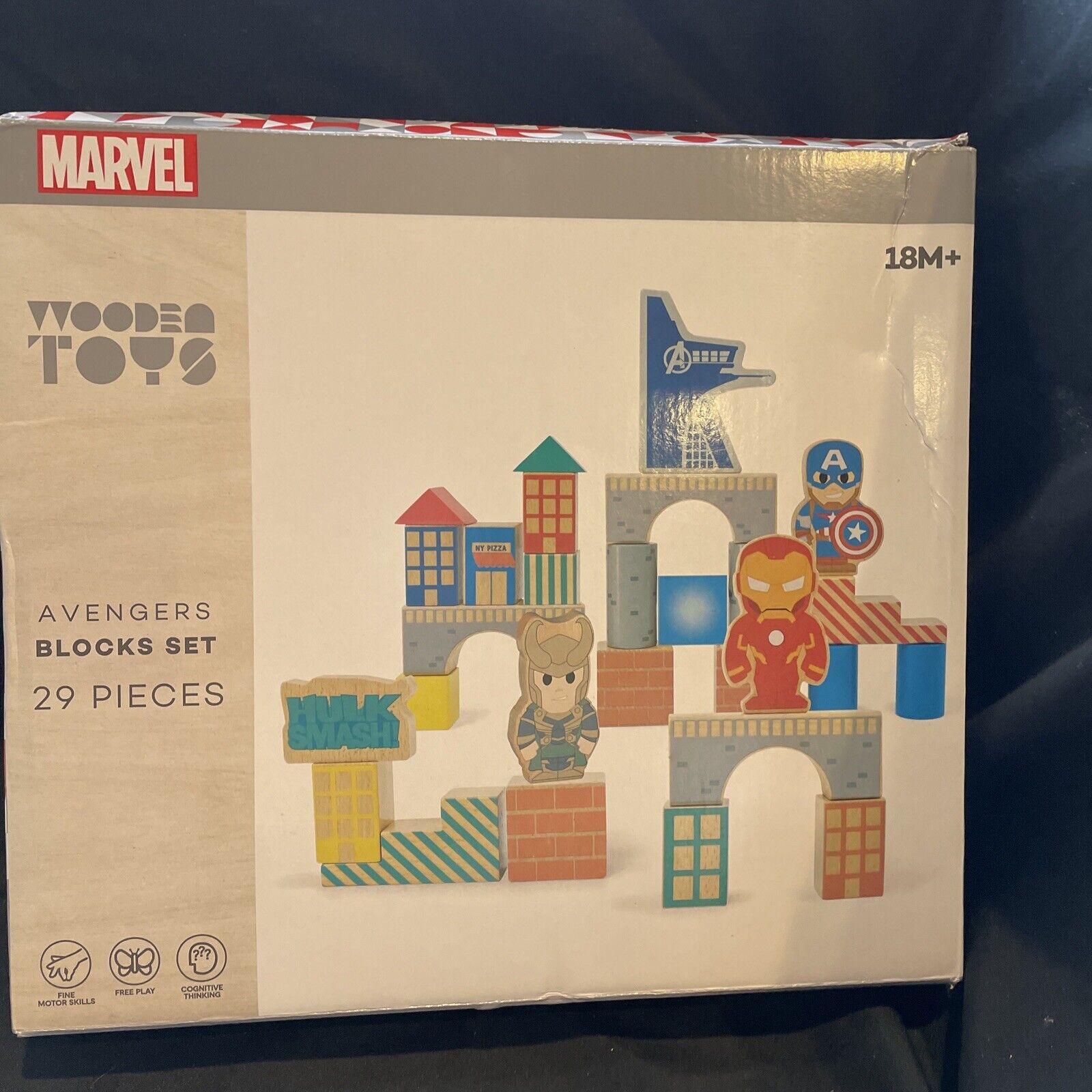 Marvel Wooden Toys Avengers 29 pc Block Set Ages 18 mo + – The Odd
