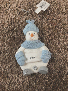 Snow Buddies Sean Personalized Snowman Ornament NEW