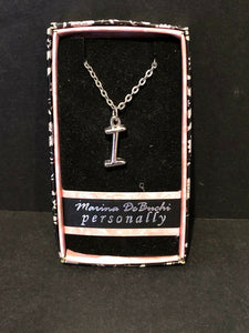 Marina DeBuchi "I" Necklace Silver Plated  15" +3" extender    NEW