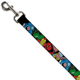 Buckle Down DOG LEASH - 5-MARVEL CHARACTERS BLACK1" Wide 4'