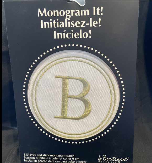 Evergreen Boutique Monogram It Letter B Applique Patch NEW