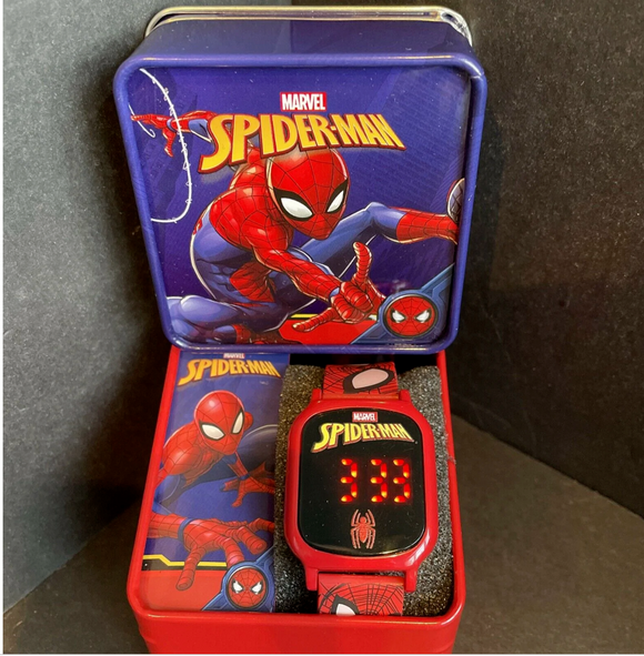 Spiderman Kids Touch Screen LED  Wristwatch In Gift Tin Box
